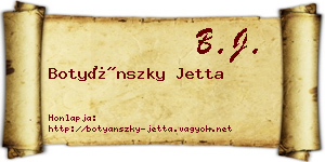Botyánszky Jetta névjegykártya